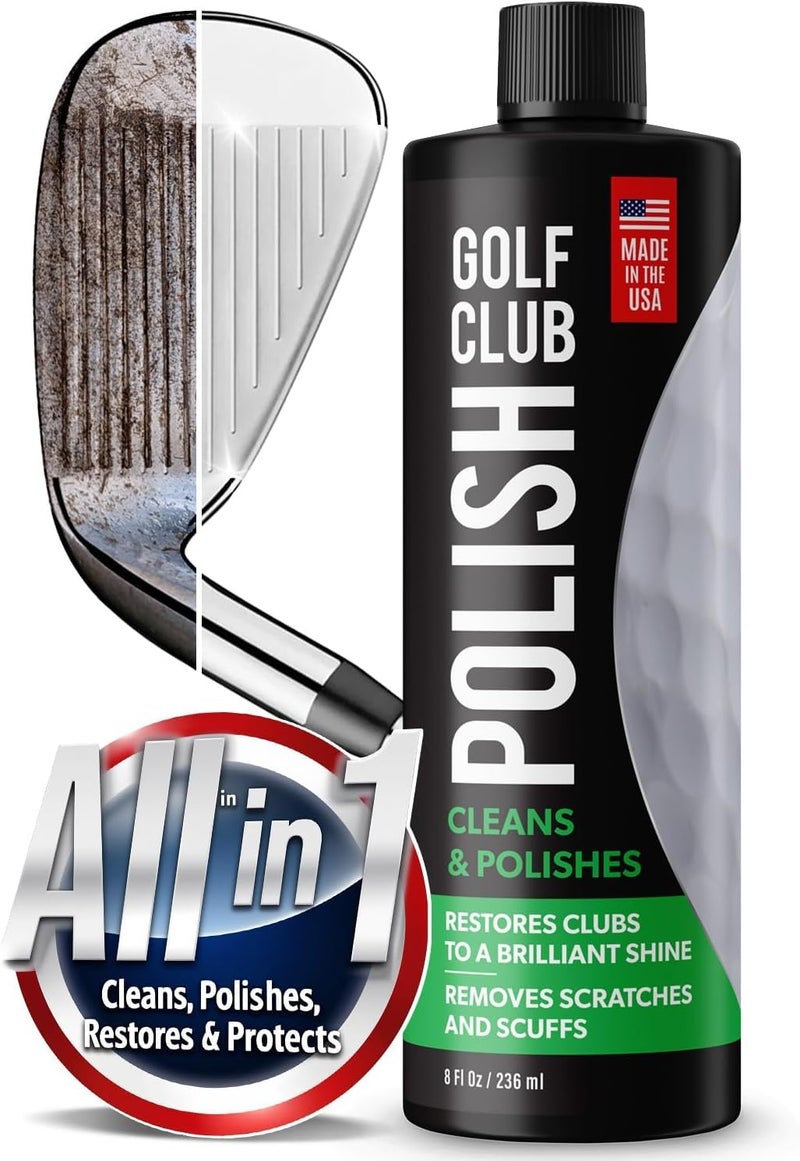 Berkland Golf Club Polish & Rust Remover – Made in USA – Instant Golf Club Cleaner & Scratch Remover Cream – 8 oz Golf Club Polish Compound, Groove Cleaner & Golf Club Polishing Kit – Shine, Protect & Restore - Image 1
